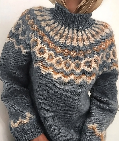 Sweter Damski | Golf norweski wzór detal funkcja