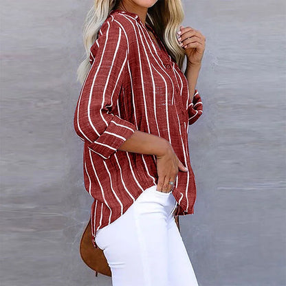 Michelle | Pasiasta Koszula z Guzikami