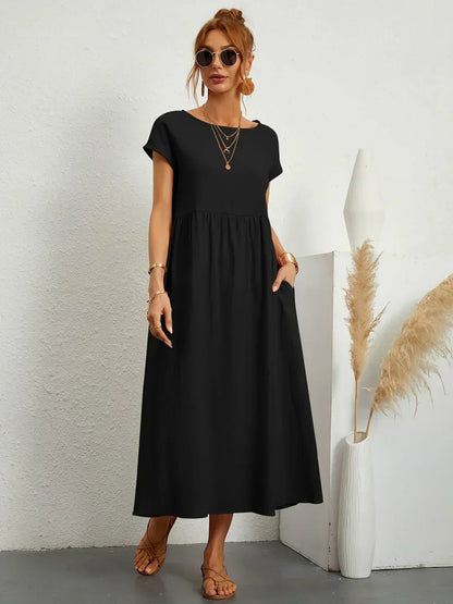 Gabrielle™ — Elegancka, midi sukienka o swobodnym kroju