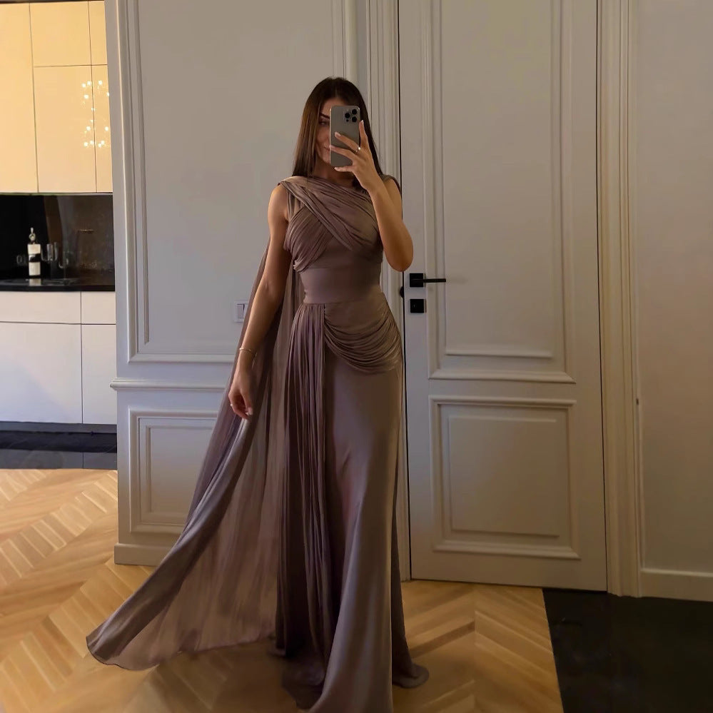 <font dir="auto" style="vertical-align: inherit;"><font dir="auto" style="vertical-align: inherit;">Lente/zomer 2025 grensoverschrijdende dameskleding uit Europa, Amerika en het Midden-Oosten - Onafhankelijke Amazon-winkel - Geplooide satijnen avondjurken