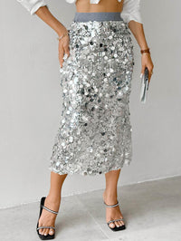 <font dir="auto" style="vertical-align: inherit;"><font dir="auto" style="vertical-align: inherit;">Europese en Amerikaanse grensoverschrijdende bestverkochte damesmode effen kleur elegante hoge taille strakke middellange paillettenrok LFY0197</font></fon