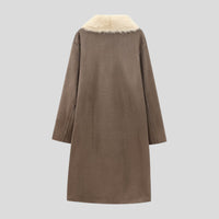 Lange Faux Leather Coat met Zachte Fur-Voering