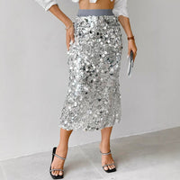 <font dir="auto" style="vertical-align: inherit;"><font dir="auto" style="vertical-align: inherit;">Europese en Amerikaanse grensoverschrijdende bestverkochte damesmode effen kleur elegante hoge taille strakke middellange paillettenrok LFY0197</font></fon