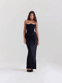 <font dir="auto" style="vertical-align: inherit;"><font dir="auto" style="vertical-align: inherit;">Nieuwe, grensoverschrijdende damesmode in Europese en Amerikaanse stijl voor de herfst en winter: een strapless, sexy, nauwsluitende avondjurk met open rug