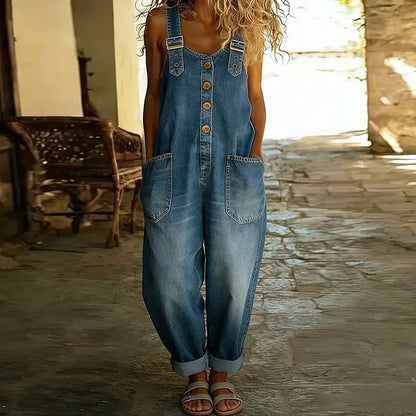 Kombinezon Mae | Vintage z miękkiego bawełnianego denimu z regulowanymi ramiączkami
