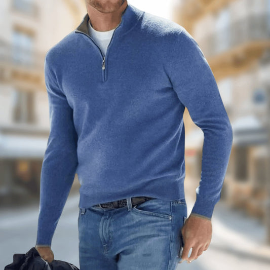 Felix | Lekki Sweter Męski z Ćwierć Zamkiem