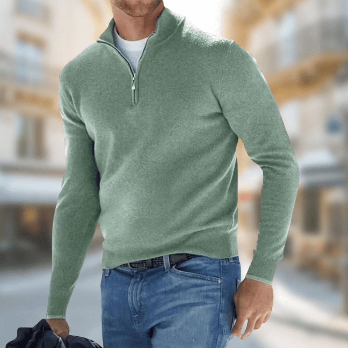 Felix | Lekki Sweter Męski z Ćwierć Zamkiem