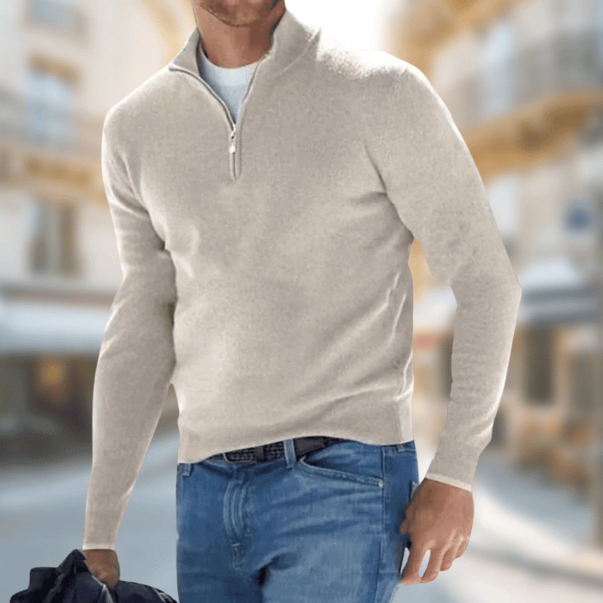 Felix | Lekki Sweter Męski z Ćwierć Zamkiem
