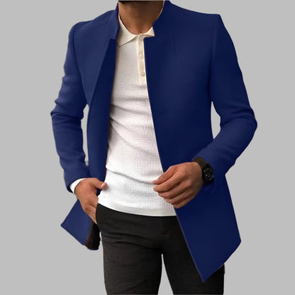 Matthias | Męski Elegancki Płaszcz Wełniany Slim-Fit z Stojącym Kołnierzem
