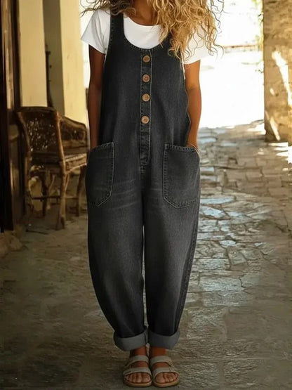 Ruth | Kombinezon jeansowy z bawełny spranej w stylu vintage