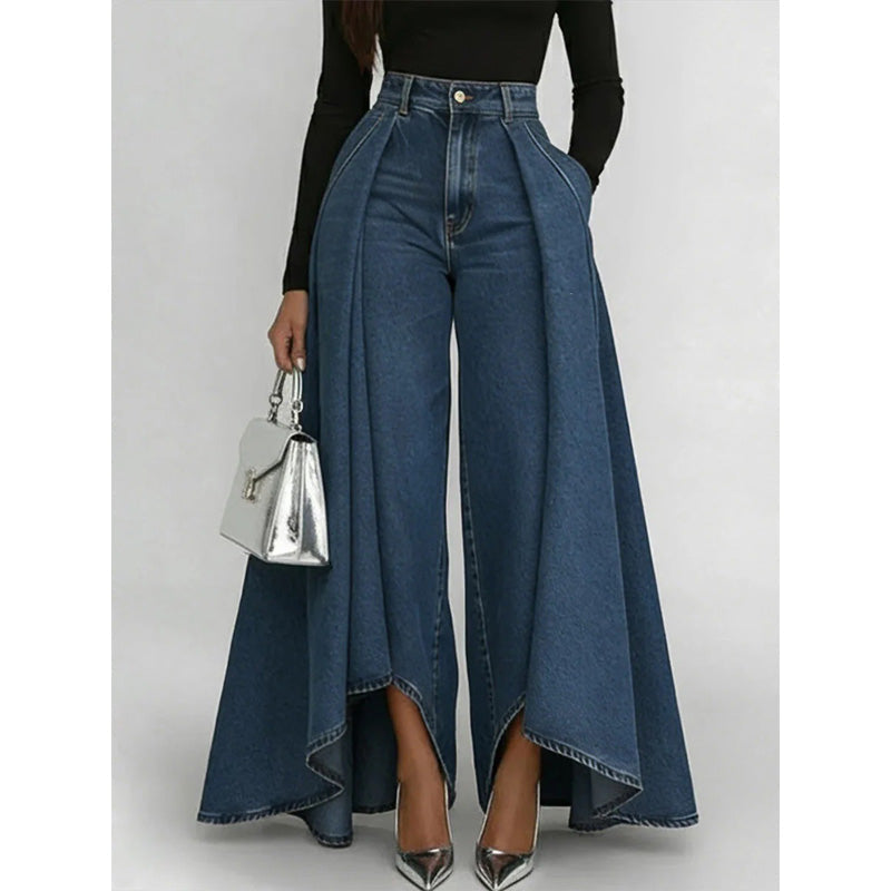 👖✨ Awangardowe, szerokie dżinsy z wysokim stanem